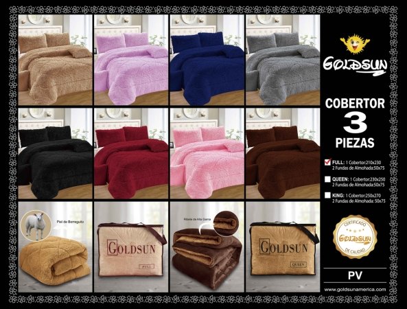 COBERTOR PIEL DE OSO C/ CARNERO 3PCS 2 PLAZAS (FARDOX16UND)