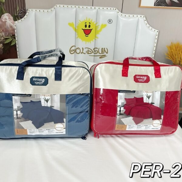 SET COBERTOR DE VERANO 5PCS COLOR ENTERO QUEEN (FARDOX08UND)