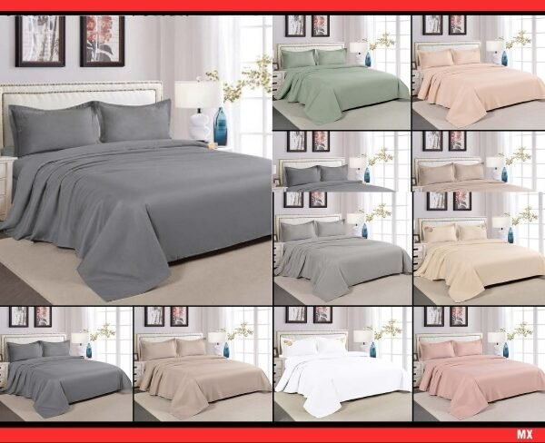 SET DE SÁBANAS 4PCS COLOR ENTERO BORDADAS (FARDOX30UND)