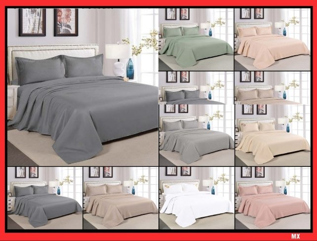 SET DE SÁBANAS 4PCS COLOR ENTERO BORDADAS (FARDOX30UND)