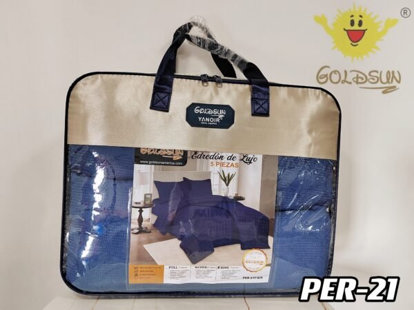 PER - 21Q / SET EDREDÓN DE VERANO 5 PIEZAS COLOR ENTERO QUEEN (FARDO X 08 UNDS)