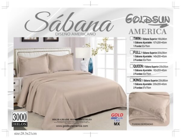 SET DE SÁBANAS 4PCS COLOR ENTERO BORDADAS (FARDOX30UND)