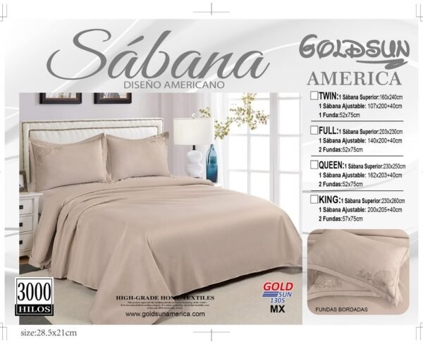 SET DE SÁBANAS 4PCS COLOR ENTERO BORDADAS (FARDOX30UND)