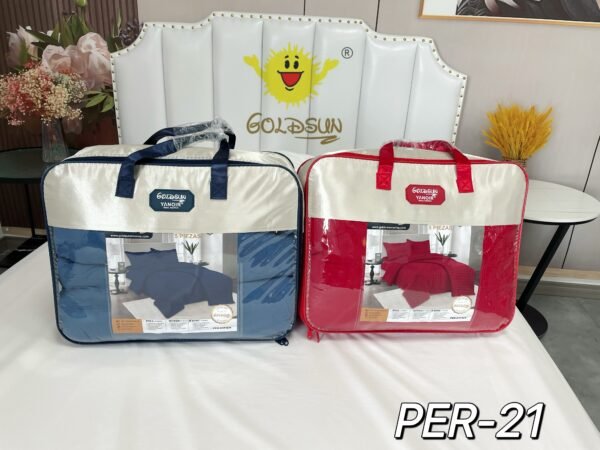 PER - 21Q / SET EDREDÓN DE VERANO 5 PIEZAS COLOR ENTERO QUEEN (FARDO X 08 UNDS)