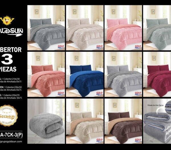 COBERTOR ACOLCHADO PIEL DE ANGEL C/ CARNERO 3PCS KING (FARDOX20UND)