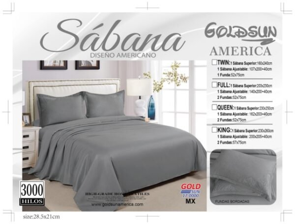 SET DE SÁBANAS 4PCS COLOR ENTERO BORDADAS (FARDOX30UND)