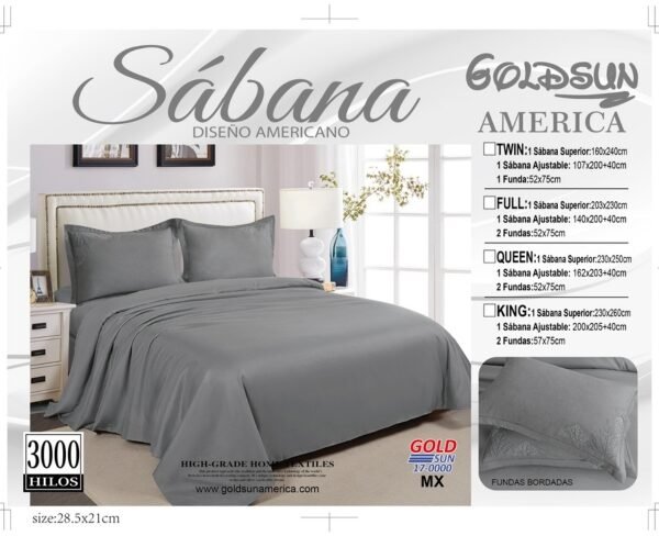 SET DE SÁBANAS 4PCS COLOR ENTERO BORDADAS (FARDOX30UND)