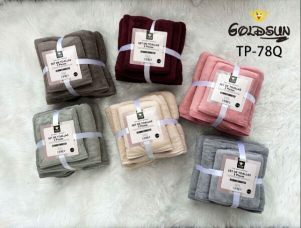 SET DE 3 TOALLAS MICROFIBRA COLOR ENTERO (FARDOX72SETS)