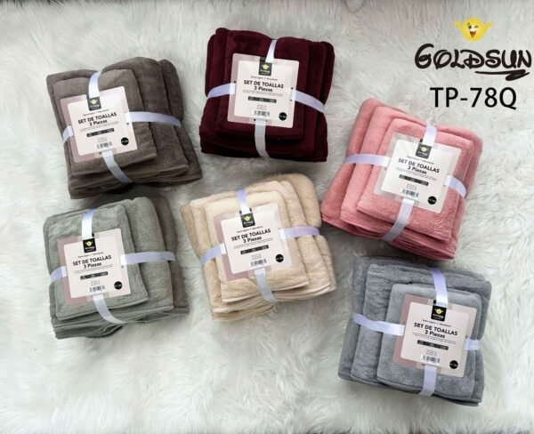 SET DE 3 TOALLAS MICROFIBRA COLOR ENTERO (FARDOX72SETS)