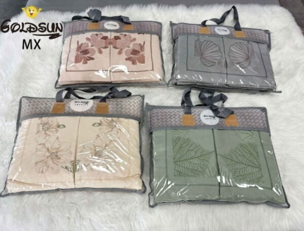 SET DE SÁBANAS 4PCS COLOR ENTERO BORDADAS (FARDOX30UND)