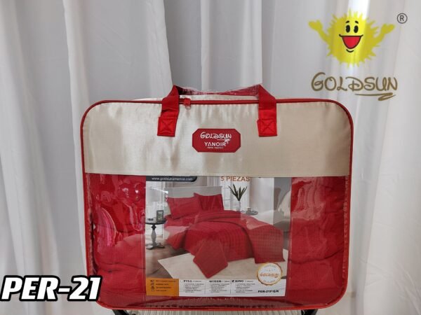 PER - 21Q / SET EDREDÓN DE VERANO 5 PIEZAS COLOR ENTERO QUEEN (FARDO X 08 UNDS)