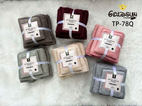 TP - 78Q / SET DE 3 TOALLAS MICROFIBRA COLOR ENTERO (FARDO X 72 SETS)