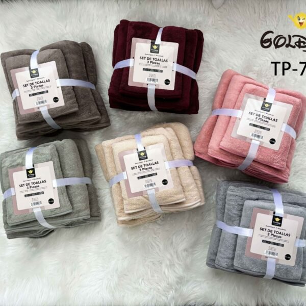 TP - 78Q / SET DE 3 TOALLAS MICROFIBRA COLOR ENTERO (FARDO X 72 SETS)
