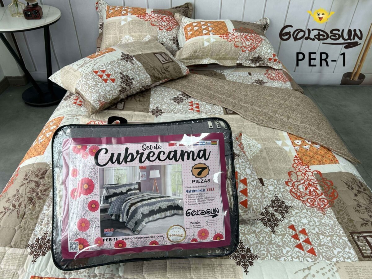 PER - 1F2024 / SET EDREDON DE VERANO 7PCS 2PLAZAS (FARDO X 24 UNDS)
