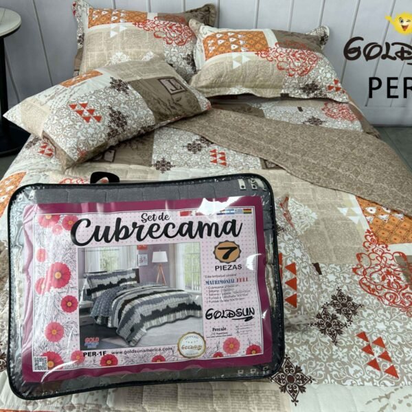 PER - 1F2024 / SET EDREDON DE VERANO 7PCS 2PLAZAS (FARDO X 24 UNDS)