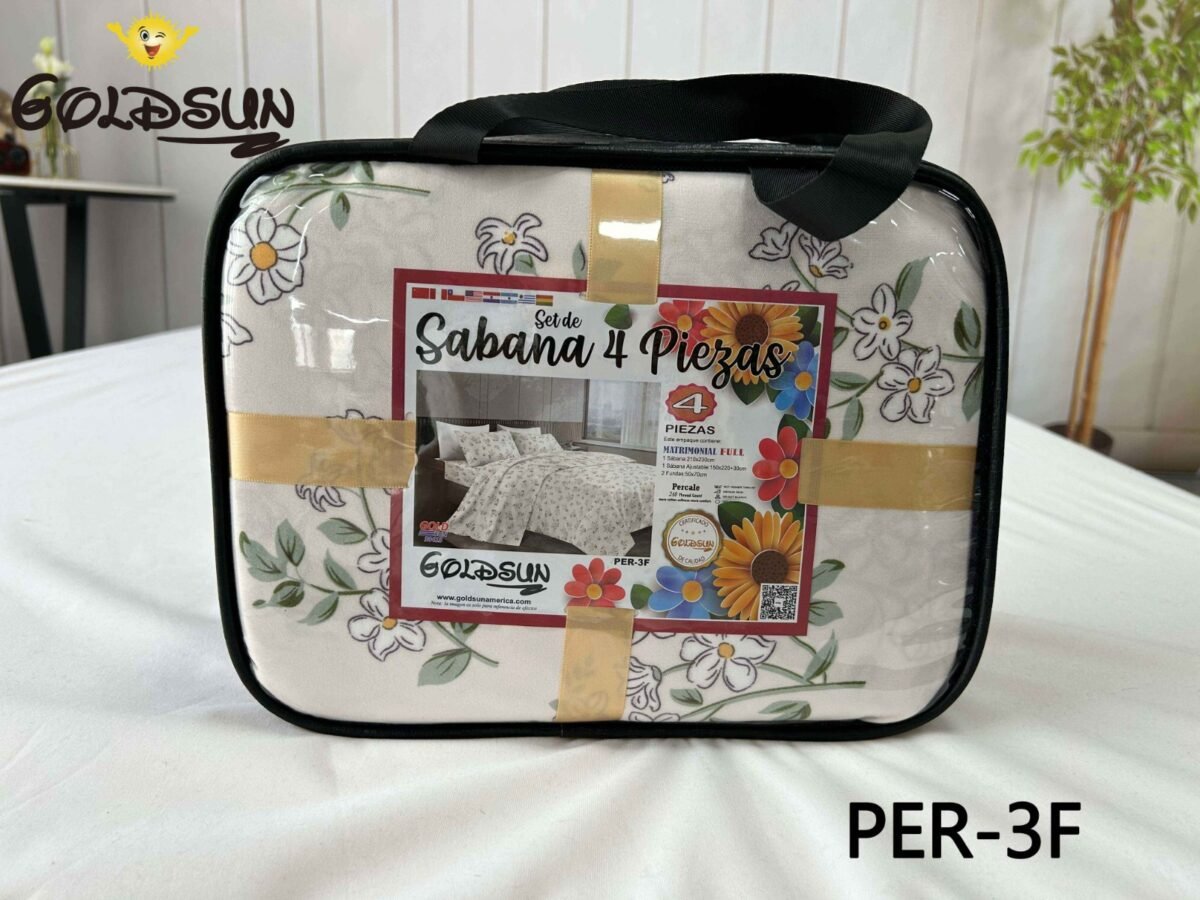 PER - 3FA / SET EDREDÓN DE VERANO 7 PIEZAS CON CORTINA (FARDO X 12 UNDS)