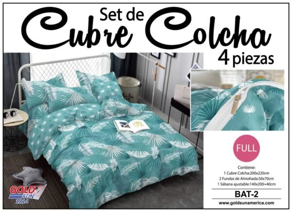 BAT - 2 / SET DE CUBRE COLCHAS 4 PIEZAS  DE 2 PLAZAS (FARDO X 24 UNDS)