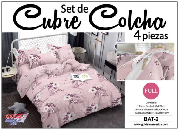 BAT - 2 / SET DE CUBRE COLCHAS 4 PIEZAS  DE 2 PLAZAS (FARDO X 24 UNDS)