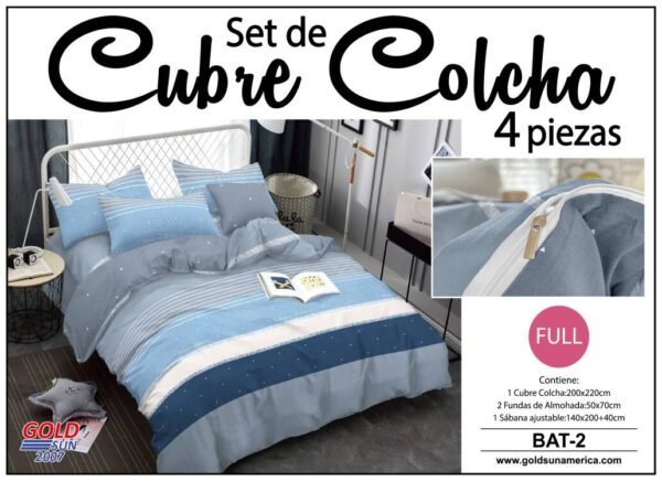 BAT - 2 / SET DE CUBRE COLCHAS 4 PIEZAS  DE 2 PLAZAS (FARDO X 24 UNDS)