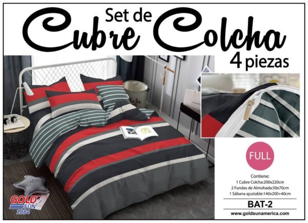 BAT - 2 / SET DE CUBRE COLCHAS 4 PIEZAS  DE 2 PLAZAS (FARDO X 24 UNDS)