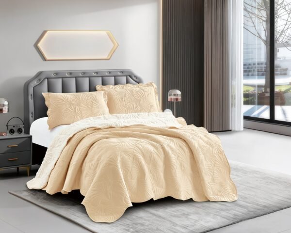 FAV - 2F / COBERTOR TELA CON CARNERO 3 PIEZAS BORDADO PREMIUM (FARDO X 8 UNDS)