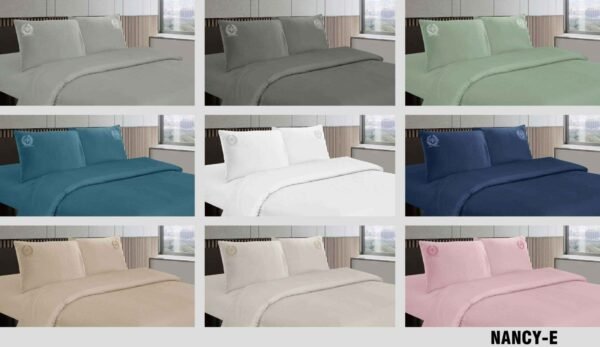 NANCY(2E) / SET DE SABANAS 4 PIEZAS COLOR ENTERO 2 PLAZAS (CAJA X 42 UNDS)