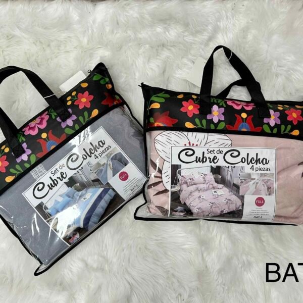 BAT - 2 / SET DE CUBRE COLCHAS 4 PIEZAS  DE 2 PLAZAS (FARDO X 24 UNDS)