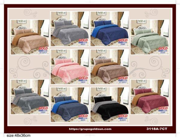 3118A - 7CTP / COBERTOR PIEL C/ CARNERO 3PCS 2 PLAZAS (FARDO X 20 UNDS)