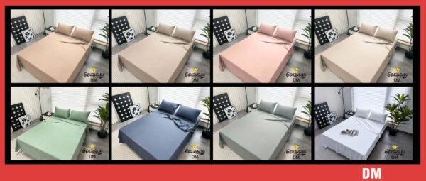 DM-2 / SET DE SÁBANAS 4 PIEZAS COLOR ENTERO / (CAJA X 48 UNDS)