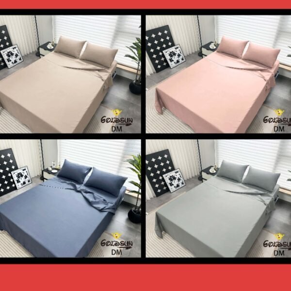 DM-2 / SET DE SÁBANAS 4 PIEZAS COLOR ENTERO / (CAJA X 48 UNDS)