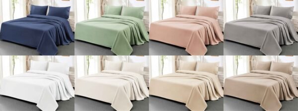 XCB - 2 / SET DE SÁBANAS 4 PIEZAS C.E. CON BORDADO INGLES / (CAJA X 48 UNDS)