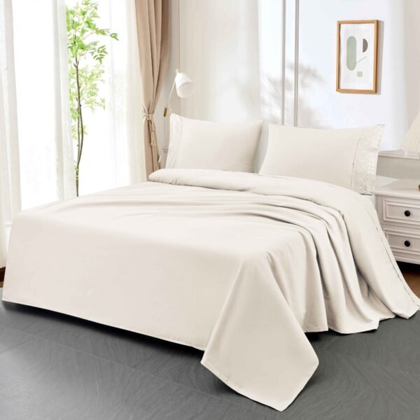 XCB - 2 / SET DE SÁBANAS 4 PIEZAS C.E. CON BORDADO INGLES / (CAJA X 48 UNDS)