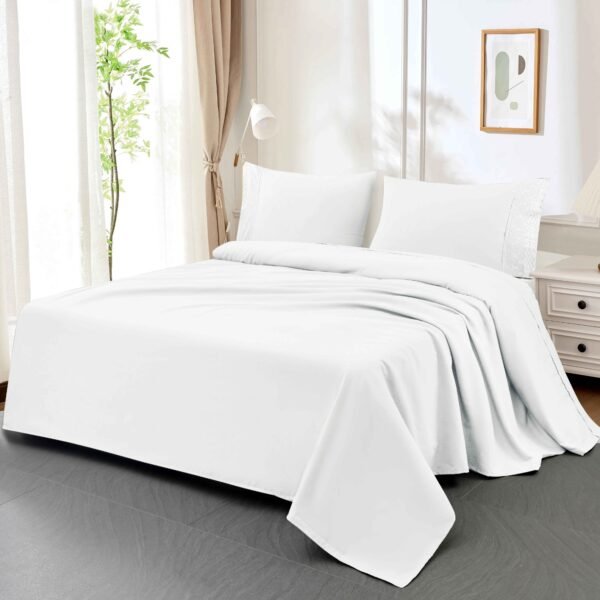 XCB - 2 / SET DE SÁBANAS 4 PIEZAS C.E. CON BORDADO INGLES / (CAJA X 48 UNDS)