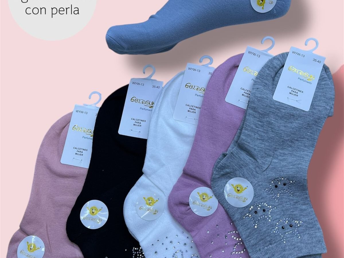 MEDIAS TOBILLERAS DE ALGODON DECORADAS CON PERLAS