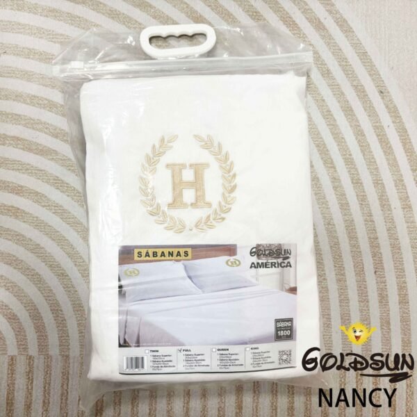 NANCY(2H) / SET DE SÁBANAS 4 PIEZAS COLOR ENTERO MODELO HOTELERA / (CAJA X 42 UNDS)