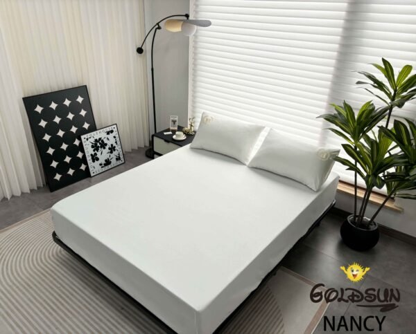 NANCY(2H) / SET DE SÁBANAS 4 PIEZAS COLOR ENTERO MODELO HOTELERA / (CAJA X 42 UNDS)