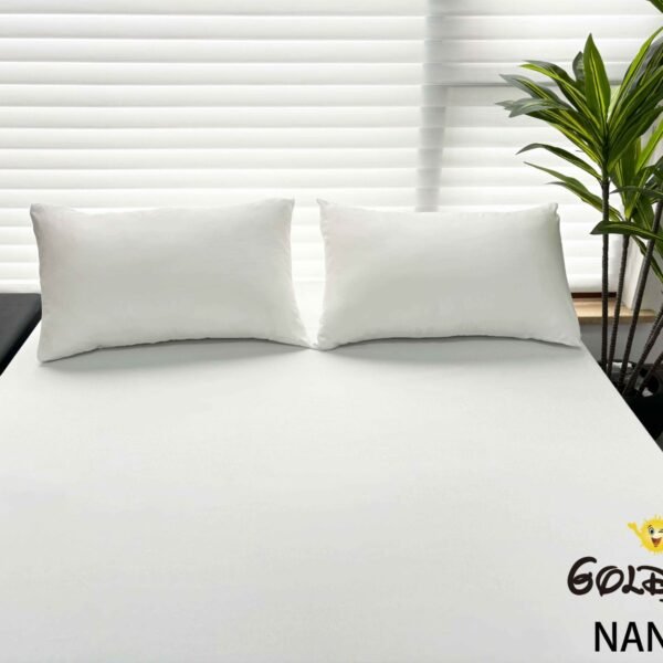 NANCY(2BLA) / SET DE SÁBANAS 4 PIEZAS COLOR ENTERO BLANCAS / (CAJA X 42 UNDS)