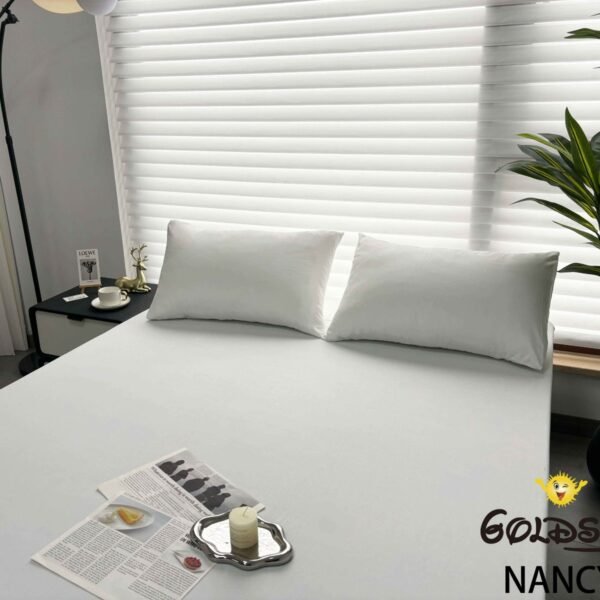 NANCY(2BLA) / SET DE SÁBANAS 4 PIEZAS COLOR ENTERO BLANCAS / (CAJA X 42 UNDS)