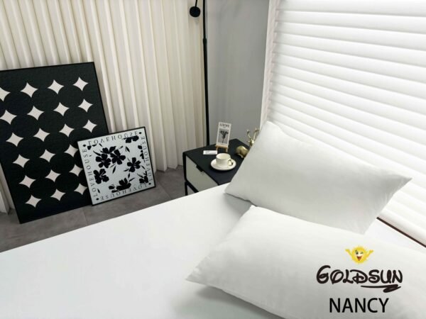 NANCY(2BLA) / SET DE SÁBANAS 4 PIEZAS COLOR ENTERO BLANCAS / (CAJA X 42 UNDS)