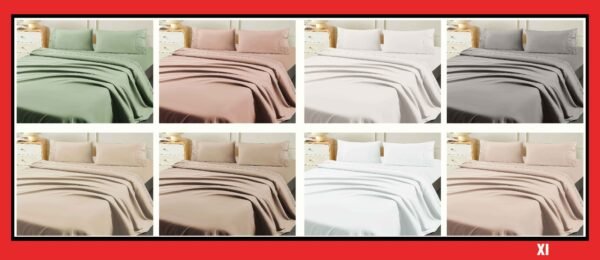 XL - 2 / SET DE SÁBANAS 4 PIEZAS CON ESTAMPADO Y BORDADO INGLES PREMIUM / (CAJA X 24 UNDS)