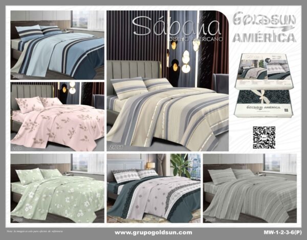 MW(1/2/3/6) / SET DE SÁBANAS DE ALGODÓN PREMIUM AMERICANA (CAJA X 24 UNDS)