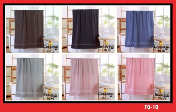 TQ - 1Q / TOALLÓN 100% ALGODÓN BORDADO EN LÍNEA 90 X 160 CM (FARDO X 60 UNDS)