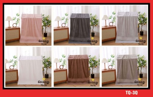 TQ - 3Q / TOALLA 100% ALGODÓN BORDADA EN ARGOLLA 80 X 150 CM (FARDO X 60 UNDS)