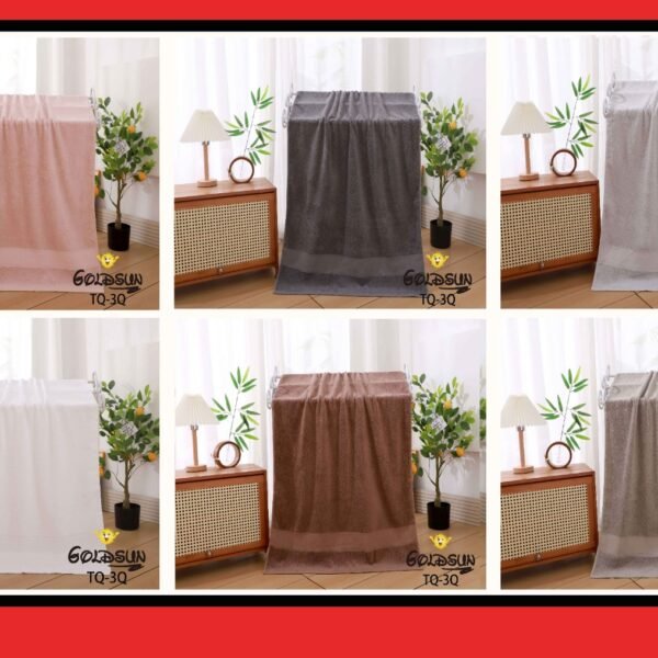 TQ - 3Q / TOALLA 100% ALGODÓN BORDADA EN ARGOLLA 80 X 150 CM (FARDO X 60 UNDS)