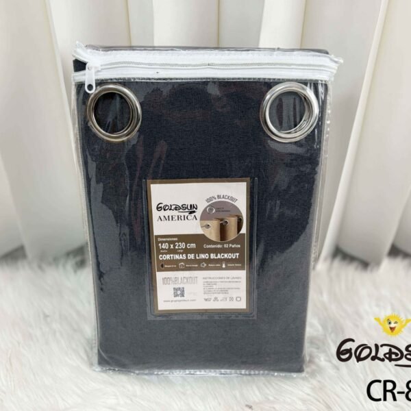 CR - 8 / CORTINAS DE LINO BLACKOUT COLOR ENTERO (CAJA X 24 UNDS)
