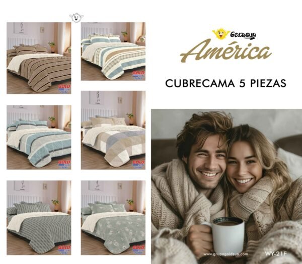 COBERTOR TELA CON CARNERO DELGADO 5 PIEZAS (FARDO X 20UNDS)