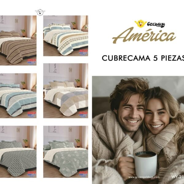 COBERTOR TELA CON CARNERO DELGADO 5 PIEZAS (FARDO X 20UNDS)