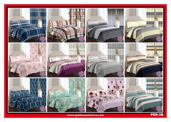 SET EDREDON DE VERANO 7 PIEZAS CON CORTINA (CAJA X 12 UNDS)