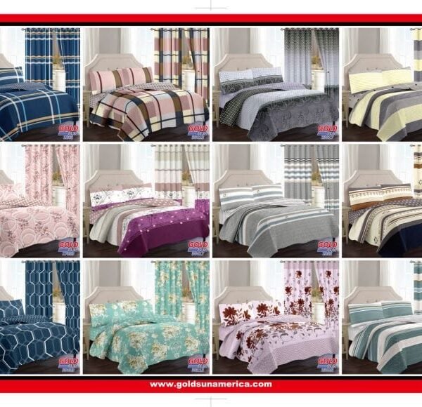 SET EDREDON DE VERANO 7 PIEZAS CON CORTINA (CAJA X 12 UNDS)