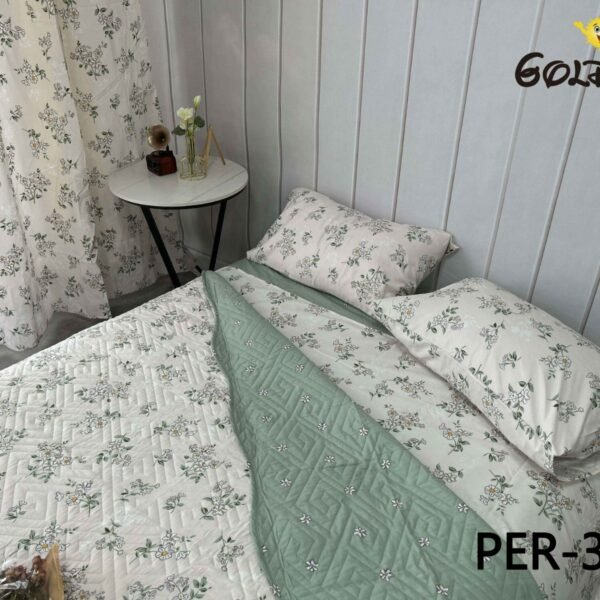 SET EDREDON DE VERANO 7 PIEZAS CON CORTINA (CAJA X 12 UNDS)